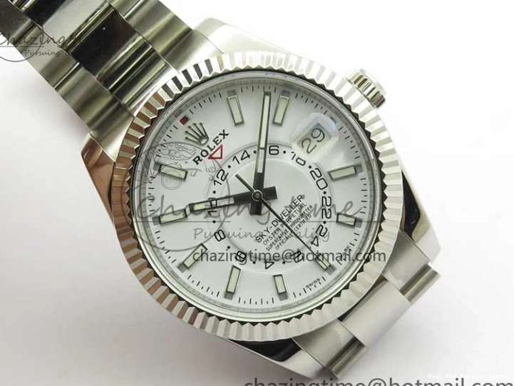 Good Copy Rolex Watches Noob Asian Sky-Dweller Best White SS 1:1 Bracelet 326934 23J Edition to TechFriendly 2880 SS Dial on 0111